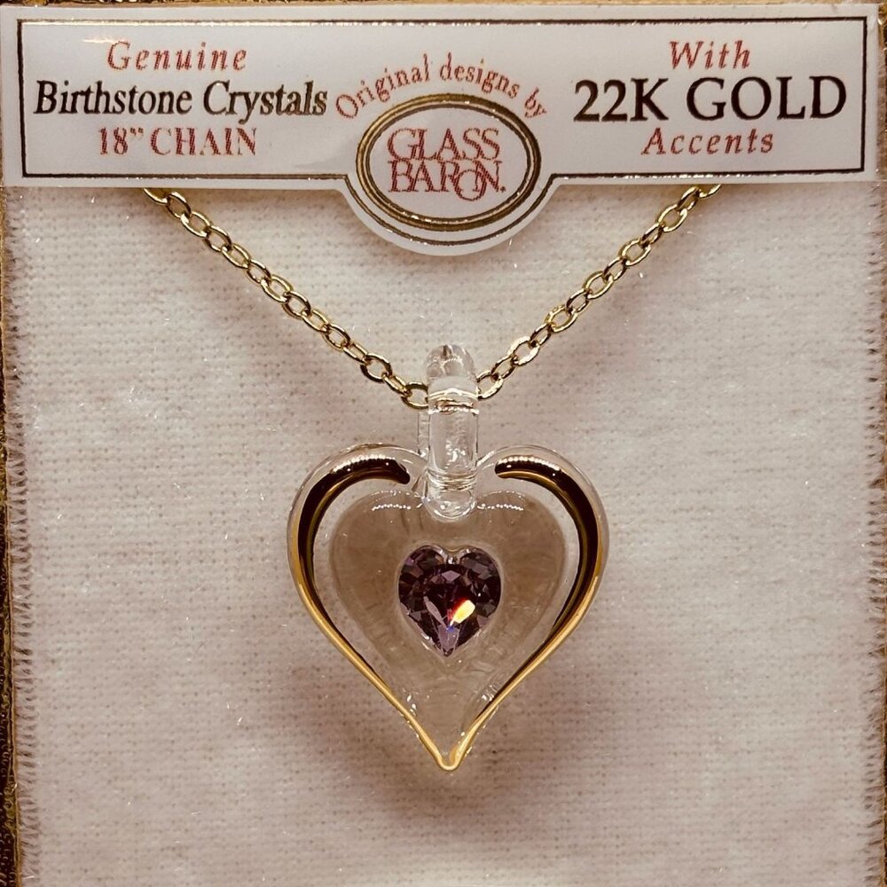 June Birthstone Heart Necklace | Pink Crystal Birth Month Jewelry